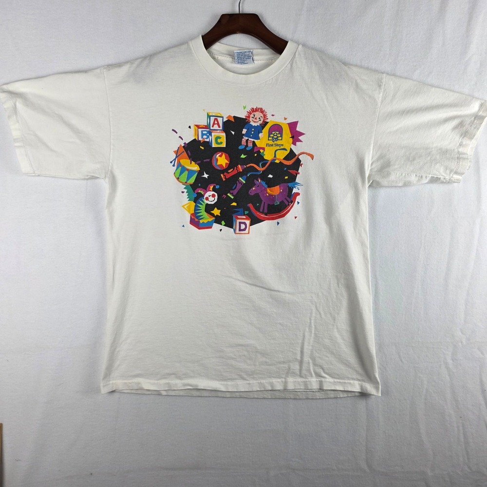 All Sport Proweight First Steps Vintage Blocks Graphic T-Shirt White Size XL